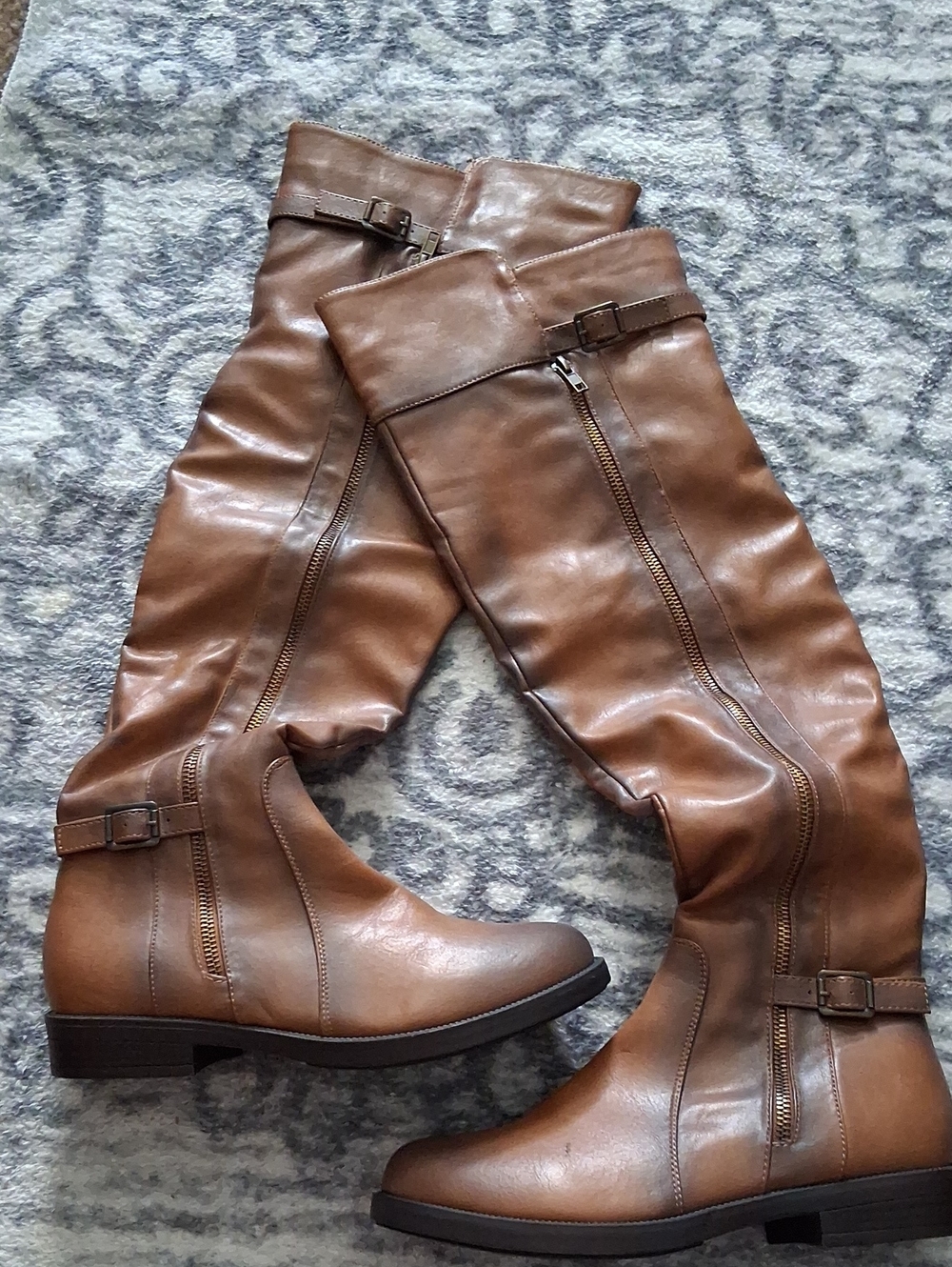 Chase + Chloe Tall Tan Over-the-Knee Zip & Buckle Boots